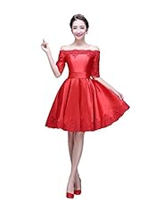 Bateau Neck Lace-Up  Cocktail Short Elbow Length Sleeves Polyester Evening Dress/Bridesmaid Dress/Wedding Party Dress/Mini Dress  With Ruffles