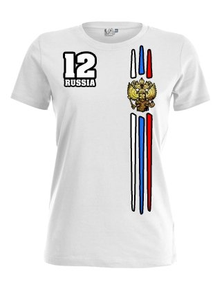 RUSSIA FAN SHIRT – RUSSLAND – Weiss – WOMEN T-SHIRT by Jayess Gr. M
