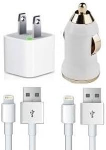 Sonnycell® 4in1 Charger Set - Quantity 2x 3 Feet Data Transfer Syncing 8 Pin Usb + 1a Wall / 750mah Car Plug for Iphone 5 5s 5c Ipad Mini 1 2, Ipad 4th, Ipod 5th Gen, Ipod Nano 7th Gen IOS 7 compatible