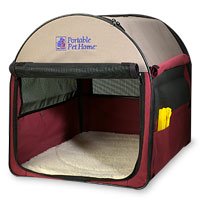 Petmate Portable Pet Home Medium, Khaki/Maroon