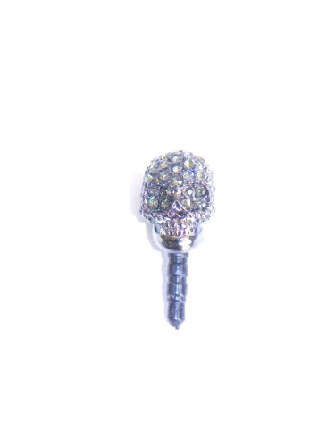 Skull Earphone Jack Accessory Crystal Bling Round Anti Dust Headphone Jack Plug Bling Cover for Iphone HTC Bling 14 Mm Swarovski Elements Cellphone Charms Anti-dust Dustproof Earphone Audio Headphone Jack Plug Stopper for Iphone 4 4s 5, Samsung Galaxy S2 S3 S4 Note I9220 HTC Sony Nokia Motorola Lg Lenovo (Clear) - Comes with Gift BOX