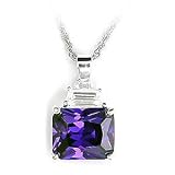 Celebritys Love Fine Silver Amethyst Cubic Zirconia Necklace