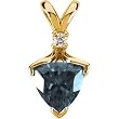 14K Yellow Gold Aquamarine and Diamond Pendant