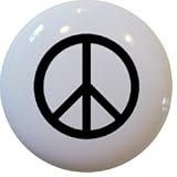 Black Peace Sign Ceramic Cabinet Drawer Pull Knob