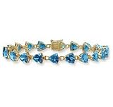 Trillion-Cut Blue Topaz Gemstone Tennis Bracelet