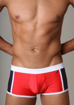 Tulio / Malestrom Color Block Squarecut Swimsuit with Ring Support - Red