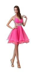 Beaded Halter Organza Prom Dress/Mini Dress 