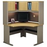 48 Corner Desk and Hutch Set - Series A Light Oak Collection - Bush Office Furniture - WC64366-67