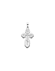 26.00 X 17.00 mm Die Struck Orthodox Cross Pendant in 14K White Gold