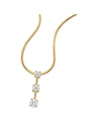14K Yellow Gold Three-Stone Diamond Pendant - 1.00 Ct. -- LIFETIME WARRANTY