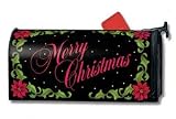Poinsettia Merry Christmas Topiary Magnetic Mailbox Cover