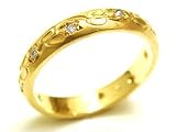 Diamond Hand Engraved 18k Yellow Gold Ring Size 6.5 Ctw 0.15