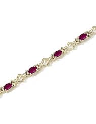 14kt Yellow Gold Oval Ruby and Diamond Bracelet