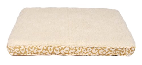 AlphaPooch Lounger Orthopedic Rectangular Dog Bed – Tan Jaguar Fabric with Fleece, Large