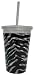 Spoontiques Zebra Print Clear Acrylic Cup with Straw & Lid