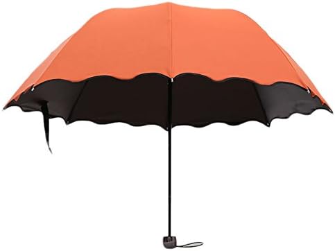 Noemie Women Summer Colorful Magical Flouncing Umbrella Flowering Contact with Water (Orange)