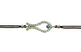 Sterling Silver CZ Fish w/ Evil Eye Brown String Bracelet