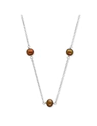 Sterling Silver 36in 7-8mm Chocolate Freshwater Cultured Pearl Necklace.