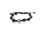 Crystal Pave Genuine Hematite 10mm Faceted Bead Buddhist Shamballa Men Unisex Bracelet