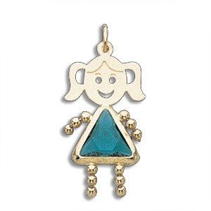 Girl's Pendant W Tri Cut Stone 14 Karat Gold