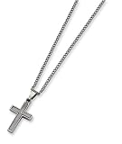 Jewelry : Titanium Diamond Accent Cross Necklace - 22 inches