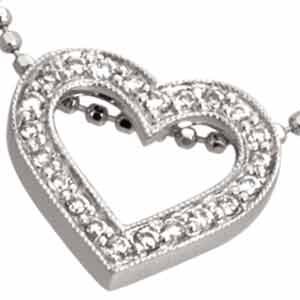 14Kt White Gold Lovable Diamond Heart Necklace