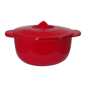 Chantal 2-1 2 Quart Round Covered Casserole, Glossy Cinnabar by Chantal