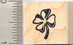 Small Shamrock, Four Leaf Clover Rubber Stamp - Wood Mounted