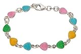 Childrens Sterling Silver Multicolored Heart Bracelet