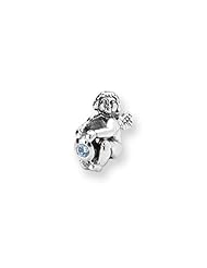 December Birthstone, Angel Charm in Silver for 3mm Bracelets