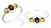 Multicut Garnet Citrine Three-Stone Ring Sterling Silver