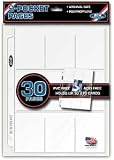 BCW 30 (Thirty) 9-Pocket Pages For Baseball Cards, Football Cards, etc (fits into 3-Ring Notebook) Made in U.S.A