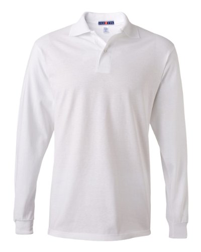 Jerzees 5.6 oz., 50/50 Long-Sleeve Jersey Polo with SpotShieldTM - WHITE - LARGE