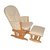 Athena Deluxe Glider Rocker and Ottoman with Beige Cushion (Pecan)