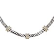 925 Silver & Diamond Necklace with 14k Gold Accents- 18 IN (0.23ctw)