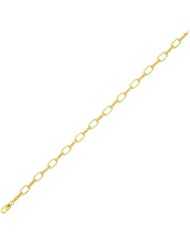 7.5" 14K Yellow Gold 4.75mm (3/16") Open Oval Link Balinese Bead Fancy Bracelet w/ Lobster Clasp