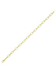 14K Yellow Gold 7.50" 4.75mm Open Oval Link Balinese Bead Fancy Bracelet With Lobster Clasp