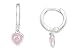 Jewelry : Childrens Sterling Silver and Diamond Pink Heart Enamel Earrings