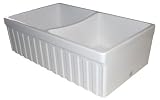Whitehaus WHQDB332 Farmhouse Fireclay Quatro Alove Reversible Double Bowl Kitchen Sink, White