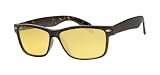 Night Driving Yellow Lens Wayfarer Glasses, Tortoise Shell Brown Frame, Full UV400 Protection, Incl Drawstring Pouch. Men, Women, Unisex