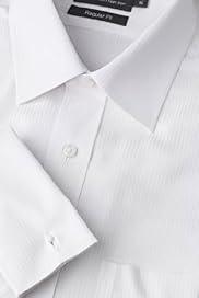 Cotton Rich Non-Iron Double Cuff Herringbone Striped Shirt