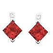 14K White Gold Chatham Created Ruby and Diamond Earrings