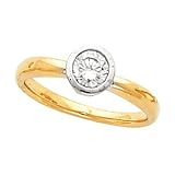 EGL Cert 1.13 ct Round Cut Diamond Engagement Bezel Ring Two Tone H S1