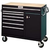 7-Drawer Tool Cart W/ Bulk Storage - Black