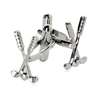 Crossed Clubs Golf Golfer Silver Cufflinks with Presentation Box