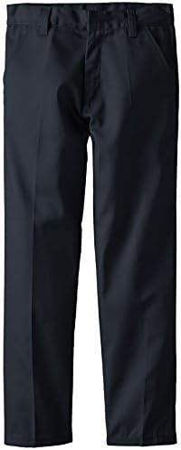 (3606) Genuine School Uniforms Boys Flat Front Twill Pants (Sizes 4-16) in Navy Size: 10