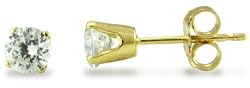 14KT Yellow Gold 0.5 CTW Round CZ Four-Prong Earrings