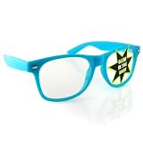 Vintage Wayfarer Style Sunglasses - Clear Lenses Blue Glow in the Dark