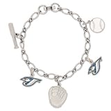 Toronto Blue Jays Official Logo Silver 5 Charm Bracelet