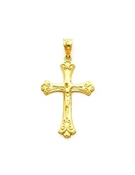 14K Gold Cross Necklace Pendant